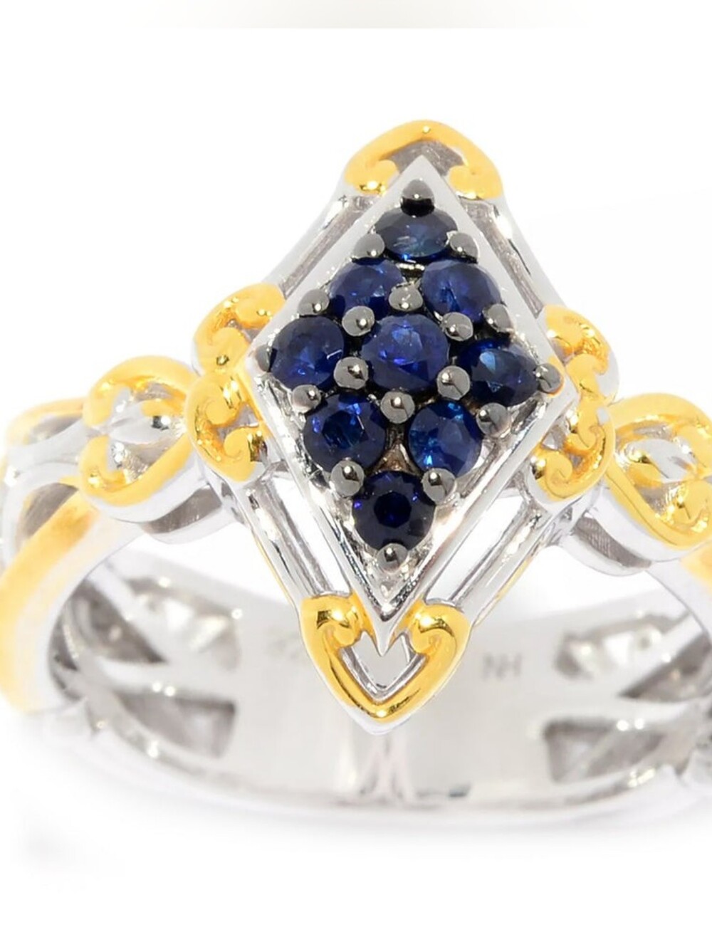 Gems En Vogue Genuine Blue Sapphire Ring 24k Sterling Silver Size 8!